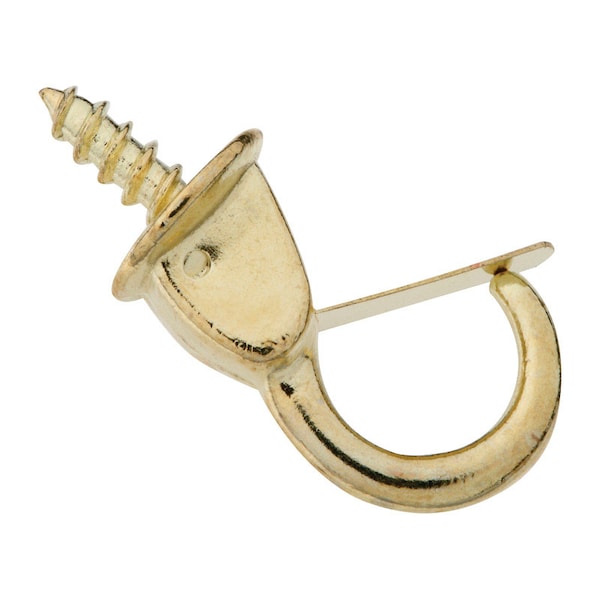 National Hardware National Hardware Bright Brass Gold Steel 7/8 in. L Safety Cup Hook 10 lb 2 pk N119-909 - main